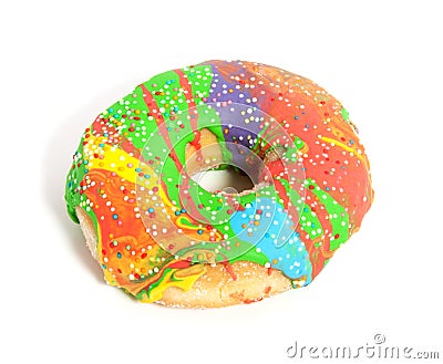 A colorful glazed donut Stock Photo