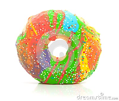 A colorful glazed donut with speckles Stock Photo