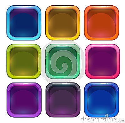 Colorful glossy app icon frames Vector Illustration