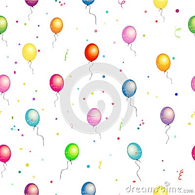Colorful glossy balloons seamless pattern Vector Illustration