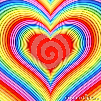 Colorful glossy heart shape with red center Stock Photo