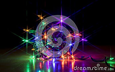 Colorful Glowing Bundle of Christmas Lights Stock Photo