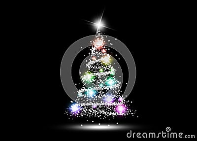 Colorful Glowing Christmas Tree Stock Photo