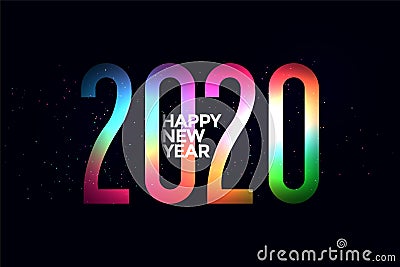 Colorful 2020 glowing happy new year background design Vector Illustration