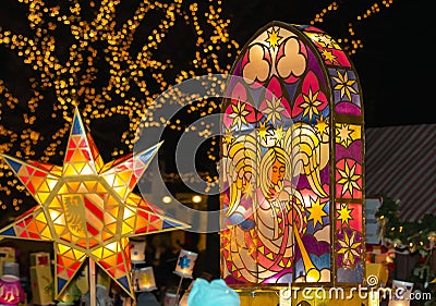 Colorful, glowing lanterns Stock Photo