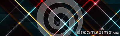 Colorful glowing neon lines abstract retro tech background Vector Illustration