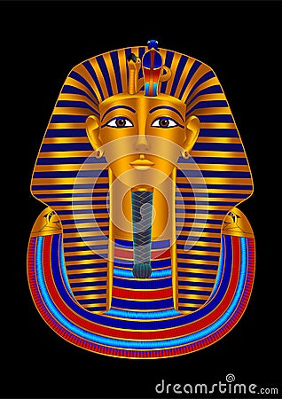 Colorful golden death mask of the famous pharaoh Tutankhamun Stock Photo
