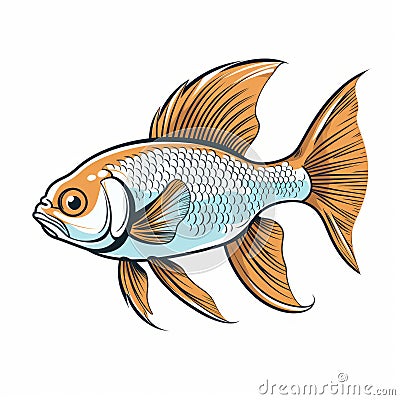 Colorful Goldfish Illustration On White Background Cartoon Illustration