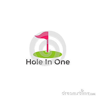 Colorful golf flag hole in one logo vector Vector Illustration