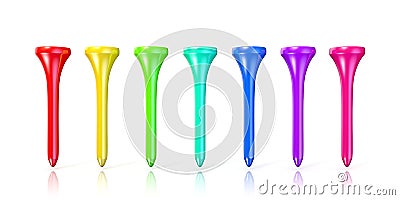 Colorful golf tees Cartoon Illustration