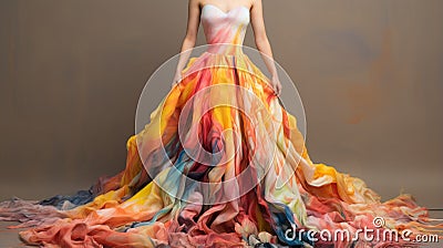 Colorful Gown: A Sculpted Masterpiece Inspired By Fluid Landscapes Stock Photo
