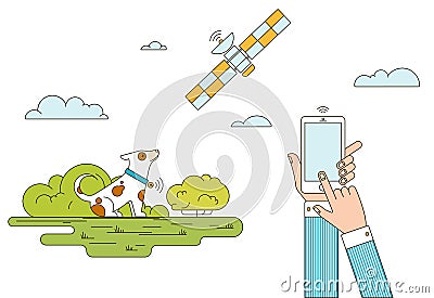 Colorful GPS Animals Monitoring Concept Vector Illustration