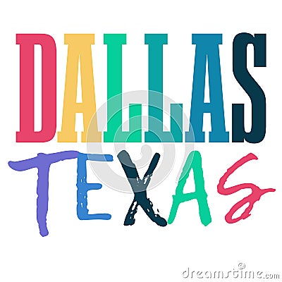 Colorful gradient Dallas Texas text colors Stock Photo
