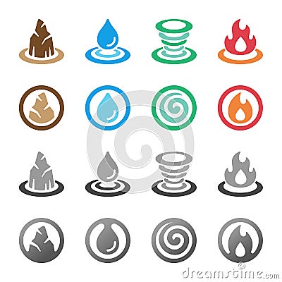 Four element icon set Vector Illustration