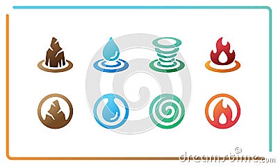 Four element icon set Vector Illustration