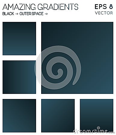 Colorful gradients in black, outer space color. Vector Illustration