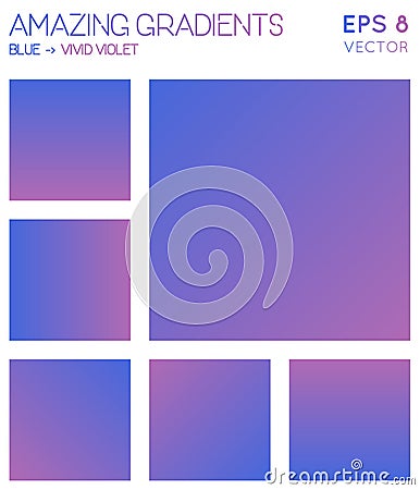 Colorful gradients in blue, vivid violet color. Vector Illustration