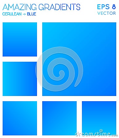 Colorful gradients in cerulean, blue color tones. Vector Illustration