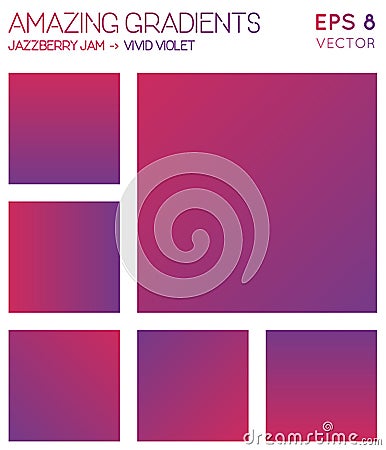 Colorful gradients in jazzberry jam, vivid violet. Vector Illustration