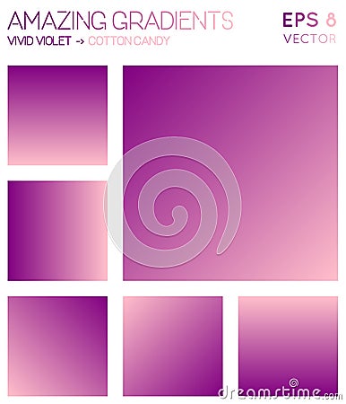 Colorful gradients in vivid violet, cotton candy. Vector Illustration