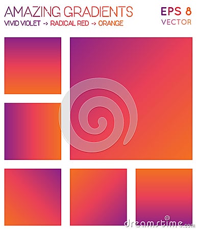 Colorful gradients in vivid violet, radical red. Vector Illustration