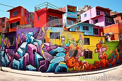 Colorful graffiti art adorning the walls of a Stock Photo