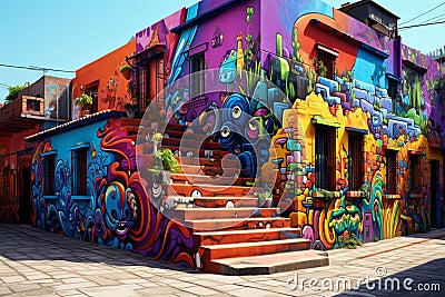 Colorful graffiti art adorning the walls of a Stock Photo