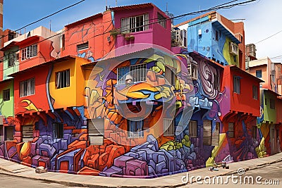 Colorful graffiti art adorning the walls of a Stock Photo
