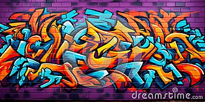 colorful graffiti on brick wall Stock Photo