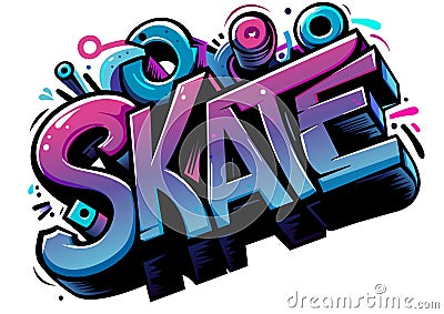 Colorful Graffiti Inscription with Decoration Vector Illustration