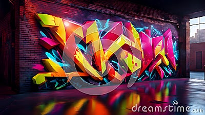 colorful graffiti on wall , Graffiti wall abstract background ,graffiti artwork , graffiti wallpaper desktop, printable canvas Stock Photo