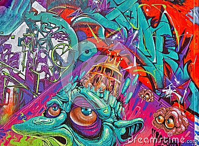 Colorful graffiti wall Editorial Stock Photo