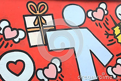 The colorful graffiti on the wall of the tunnel Editorial Stock Photo