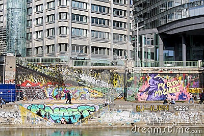 Colorful graffity wall Editorial Stock Photo