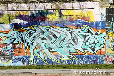 Colorful graffity wall Editorial Stock Photo