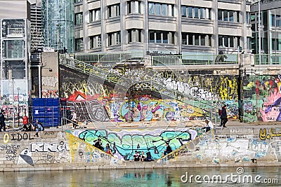 Colorful graffity wall Editorial Stock Photo
