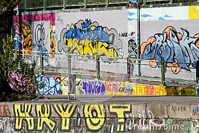 Colorful graffity wall Editorial Stock Photo