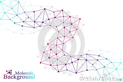 Colorful graphic background molecule and communication. Connected lines with dots. Medicine, science, technology design Vector Illustration