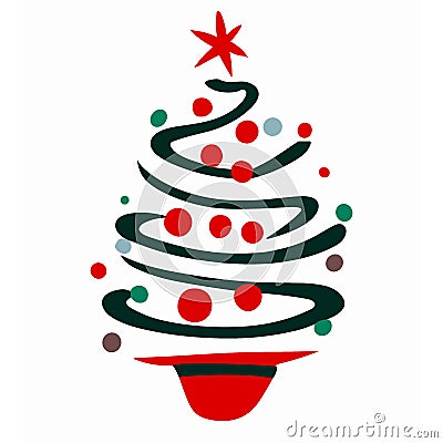 colorful graphics large Christmas tree Vector Illustration