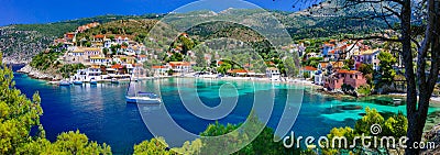 Colorful Greece series - colorful Assos with beautiful bay. Kef Stock Photo