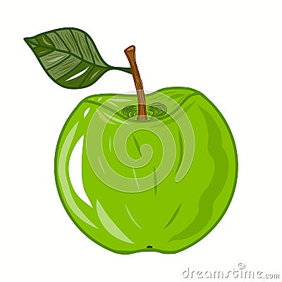 Colorful green apple icon illustration. Idea for paper, covers, templates, summer holidays, natural fruit themes. Isolated Vector Illustration