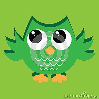 Colorful green owl Stock Photo