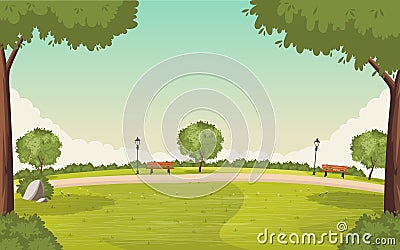 Colorful green park Vector Illustration