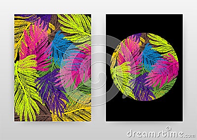 Colorful green, purple, blue, brown, yellow palm tree leaves design for annual report, brochure, flyer, poster. Colorful Vector Illustration