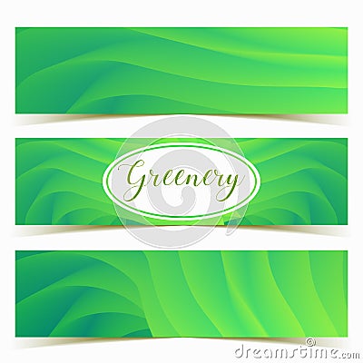 Colorful green waves banners set. Vector illustration template design. Vector Illustration