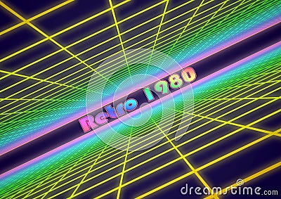 Colorful grid background with text Retro 1980 Stock Photo