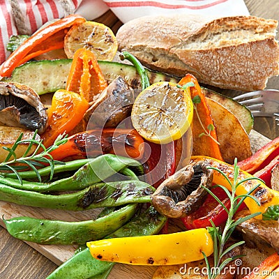 Colorful grilled summer vegetables Stock Photo