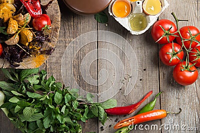 Colorful Grilled Vegetable Bounty Tray on Wooden Pan. Copy Space Stock Photo