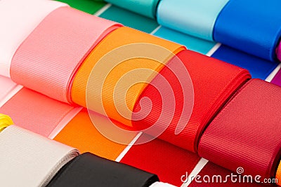 Colorful grosgrain ribbons Stock Photo