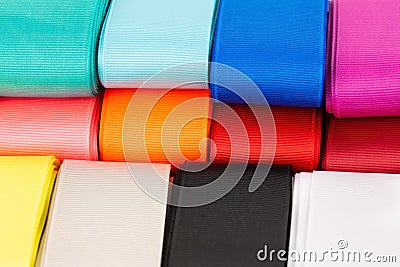 Colorful grosgrain ribbons Stock Photo